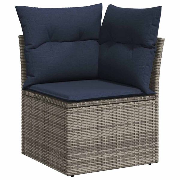 vidaXL 6-delige Loungeset met kussens poly rattan grijs