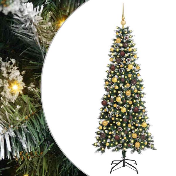 vidaXL Kunstkerstboom met 300 LED Groen 180 cm PVC en Plastic en Staal