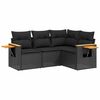 vidaXL 4-delige Loungeset met kussens poly rattan zwart