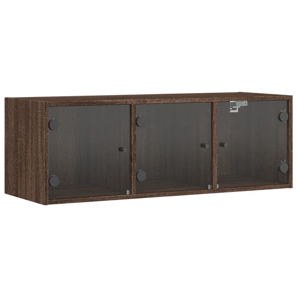 vidaXL Wandkast met glazen deuren 102x37x35 cm bruineikenkleurig