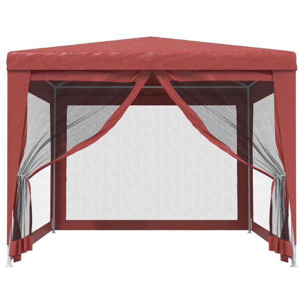 vidaXL Partytent met 4 mesh zijwanden 3x4 m HDPE rood