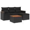 vidaXL 5-delige Loungeset met kussens poly rattan zwart