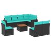 vidaXL 9-delige Loungeset met kussens poly rattan zwart