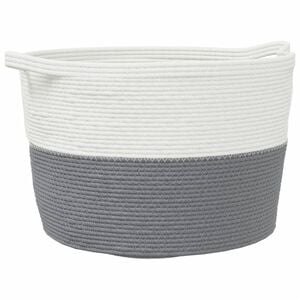 vidaXL Wasmand &Oslash; 60x36 cm katoen grijs en wit