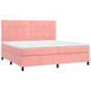 vidaXL Boxspring met matras en LED fluweel roze 200x200 cm