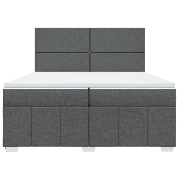 vidaXL Boxspring met matras stof donkergrijs 200x200 cm