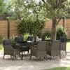 vidaXL Tuin eettafelset met kussen 7 pcs Grijs poly rattan