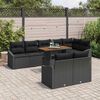 vidaXL Tuin Sofa Set met opslag 9 pcs Zwart Poly riet