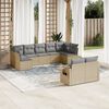 vidaXL 9-delige Loungeset met kussens poly rattan beige