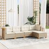 vidaXL 5-delige Loungeset met kussens poly rattan beige