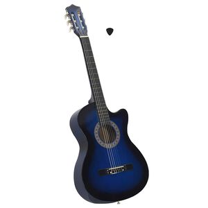 vidaXL Gitaar cutaway met 6 snaren western klassiek 38" getint blauw