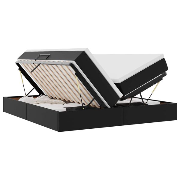 vidaXL Opbergbed met matras met matras Zwart 200 x 200 cm Nep Leer
