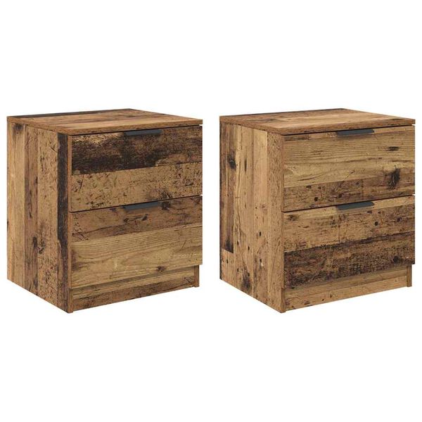 vidaXL Nachtkastje met lade 2 pcs Oudhout 45 x 39 x 50cm Bewerkt hout