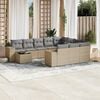 vidaXL 11-delige Tuinset met kussens poly rattan beige