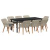 vidaXL Tuin eettafelset 9 st Lichtgrijs poly rattan