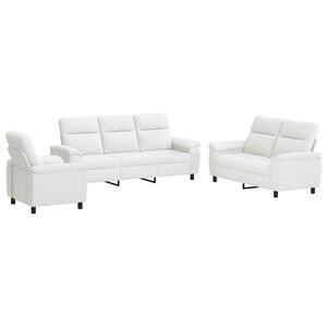 vidaXL Bankstel 3 pcs Wit Stof