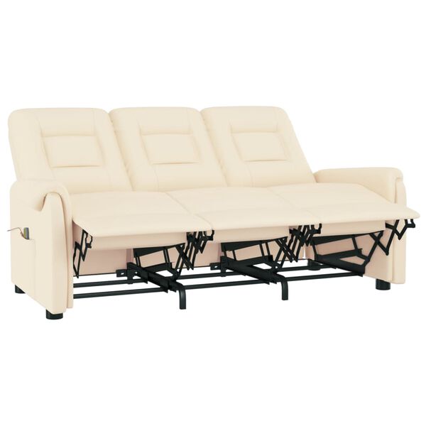 vidaXL Massagestoel 3-zits verstelbaar kunstleer crèmekleurig