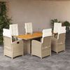 vidaXL 7-delige Tuinset met kussens poly rattan gemengd beige