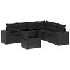 vidaXL 7-delige Loungeset met kussens poly rattan zwart