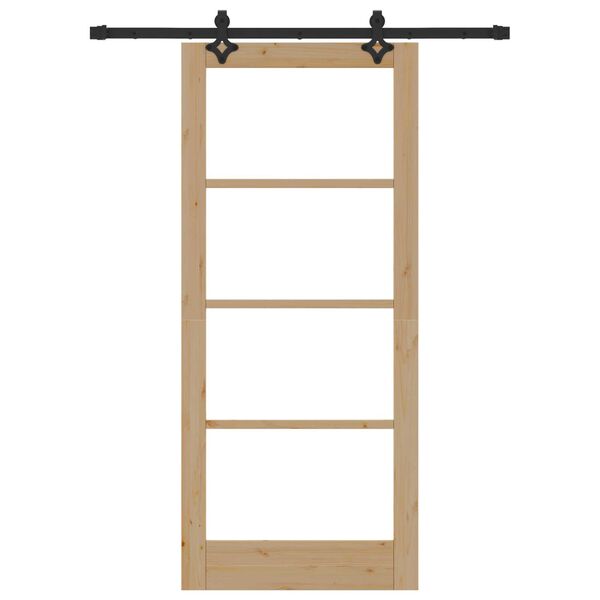 vidaXL Schuifdeur Naturel 86 x 198,5 cm Massief grenenhout en glas