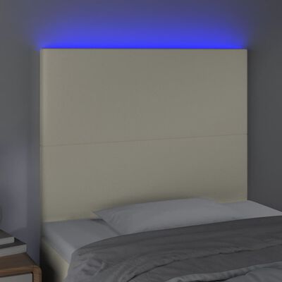 vidaXL Hoofdbord LED 90x5x118/128 cm kunstleer crèmekleurig