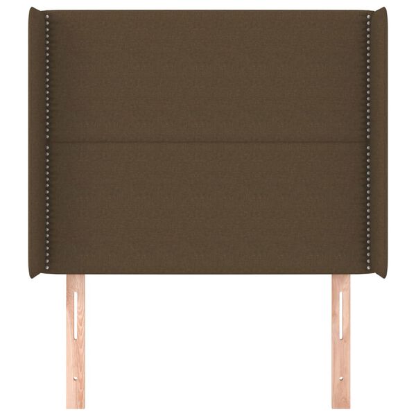 vidaXL Hoofdbord met randen 103x16x118/128 cm stof donkerbruin