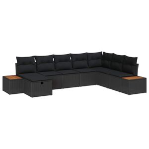 vidaXL Tuinbankenset met kussen 8 pcs Zwart poly rattan