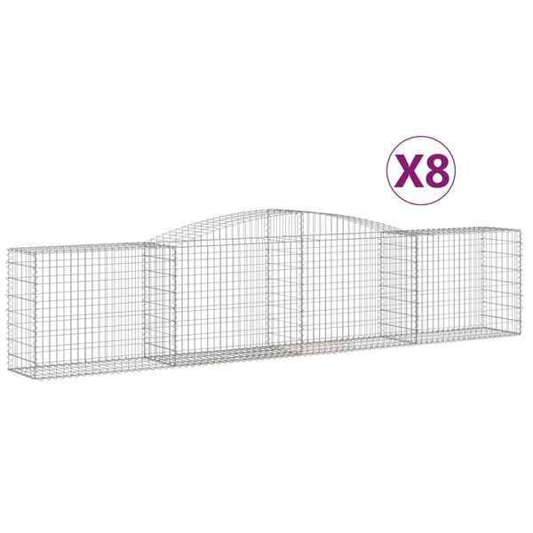 vidaXL Schanskorven 8 st gewelfd 400x50x80/100 cm gegalvaniseerd ijzer
