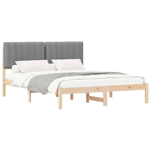 vidaXL Bedframe met Gevoerd Hoofdgedeelte Lichtgrijs 150 x 200 cm
