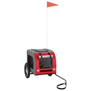 vidaXL Hondenfietstrailer oxford stof en ijzer rood en grijs