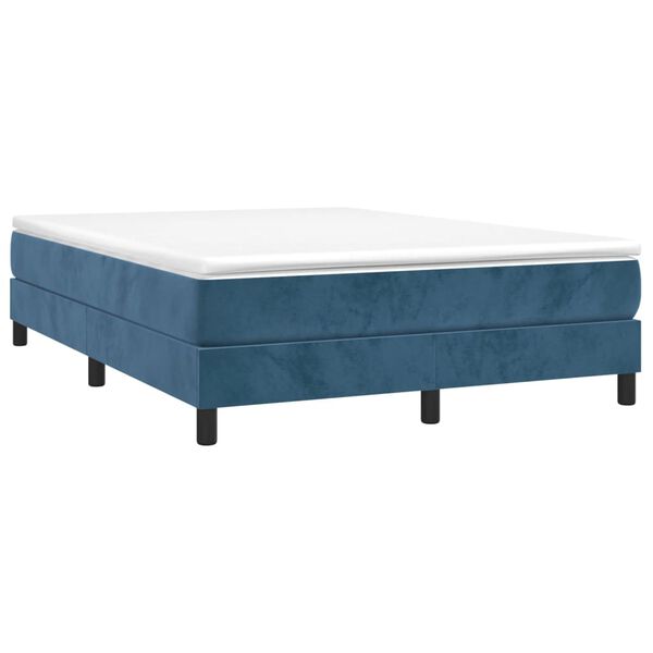 vidaXL Boxspring bed 140x200 cm fluweel donkerblauw