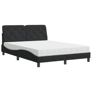 vidaXL Bed met matras fluweel zwart 140x190 cm