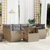 vidaXL 7-delige Loungeset met kussens poly rattan beige