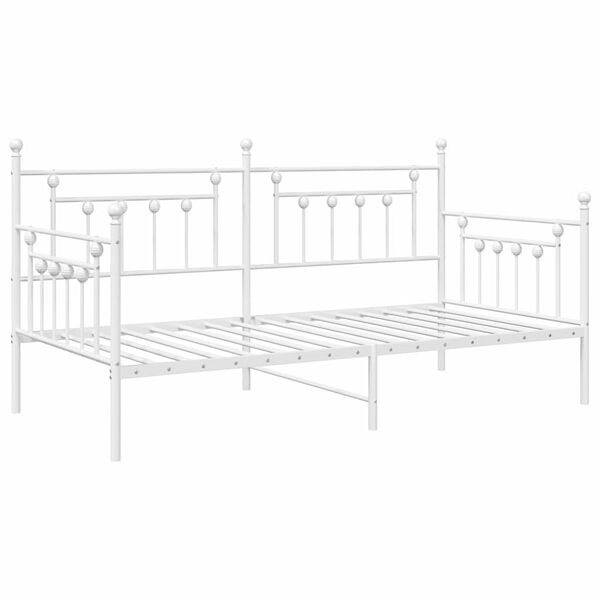 vidaXL Bedframe voor een daybed met hoofdeinde Wit 90 x 200 cm Staal