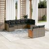 vidaXL 9-delige Loungeset met kussens poly rattan grijs