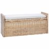 vidaXL Opslagbank met kussen Naturel 110 x 40 x 50 cm Rattan