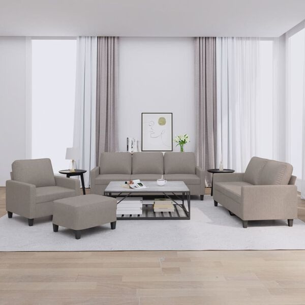 vidaXL 4-delige Loungeset met kussens stof taupe