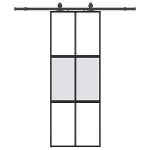 vidaXL Schuifdeur met beslagset 76x205 cm gehard glas zwart