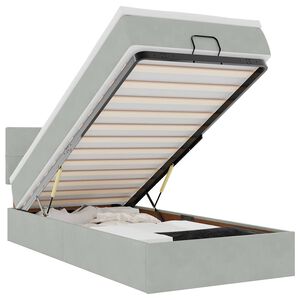 vidaXL Ottoman bed met matras 90x200cm fluweel lichtgrijs