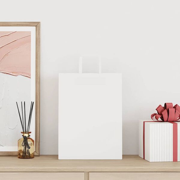 vidaXL Papieren zakken 50 st met hengsels 26x12x35 cm wit