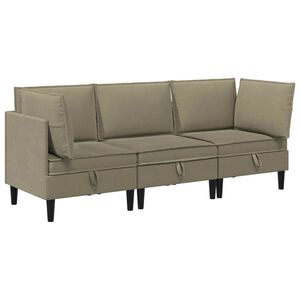 vidaXL Woonkamer Meubelset 3 st Kaki Stof