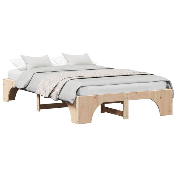 vidaXL Bedframe Naturel 135 x 190 cm Massief grenenhout