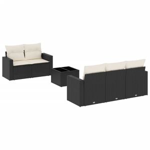 vidaXL 6-delige Loungeset met kussens poly rattan zwart
