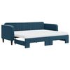 vidaXL Slaapbank onderschuifbed en matrassen 80x200 cm fluweel blauw
