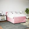 vidaXL Boxspring met matras fluweel roze 160x200 cm