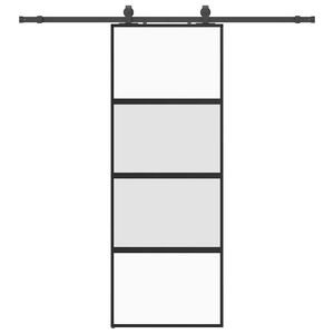 vidaXL Schuifdeur met beslagset 76x205 cm gehard glas zwart