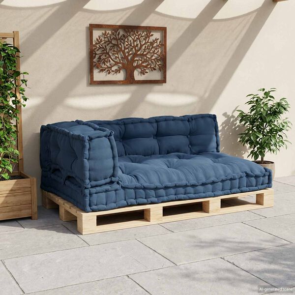 vidaXL Pallet Sofa Kussen 3 pcs Indigo 120 x 80 x 38 cm Stof