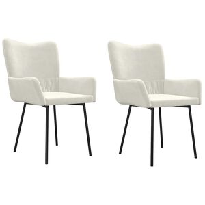 vidaXL Eetkamerstoelen 2 st fluweel cr&egrave;mekleurig