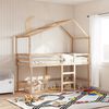 vidaXL Halfhoogslaper met ladder en bedhuis grenenhout 90x190 cm