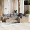 vidaXL 10-delige Loungeset met kussens poly rattan beige